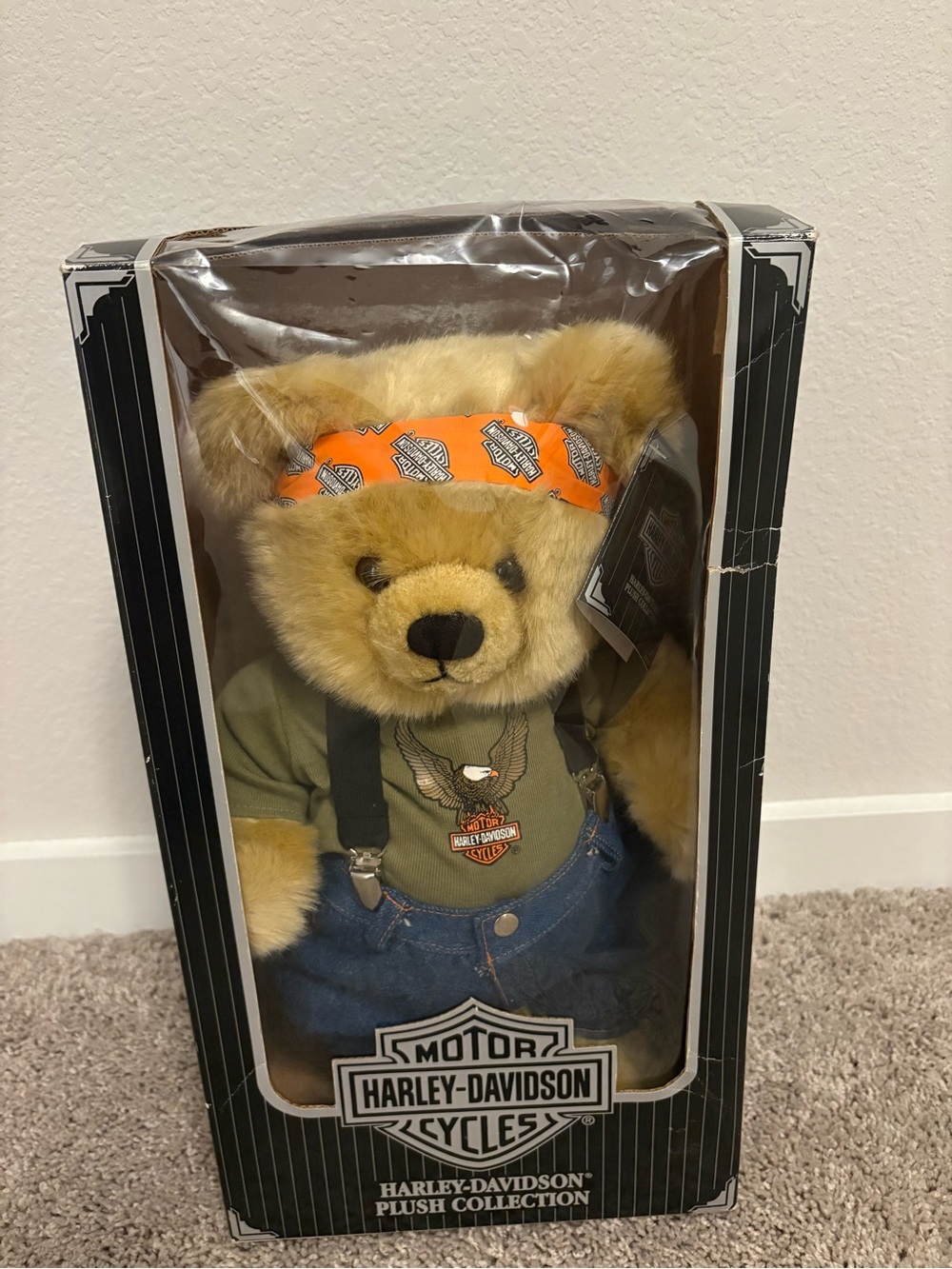 Harley-Davidson Teddy with Orange Bandana and Olive Tee